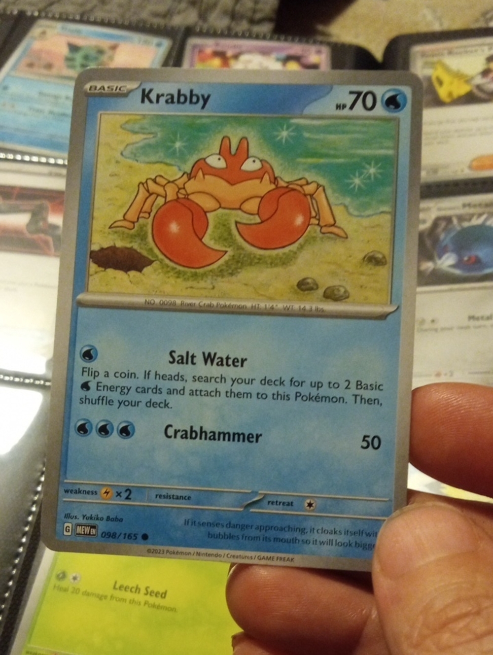 Pokemon Krabby Card - Blue Border with Red/Orange Artwork
